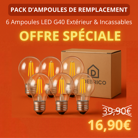 6 Ampoules LED G40 - Spécial Extérieur & Incassables